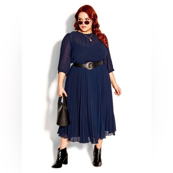 City Chic Dresses & Skirts - City Chic Women's Plus Size Love Pleat Elbow Sleeve Round Neckline Dress XXL